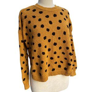 Madewell Hillview Painted Spot Sweater Mustard Gold Animal Print Textured-S